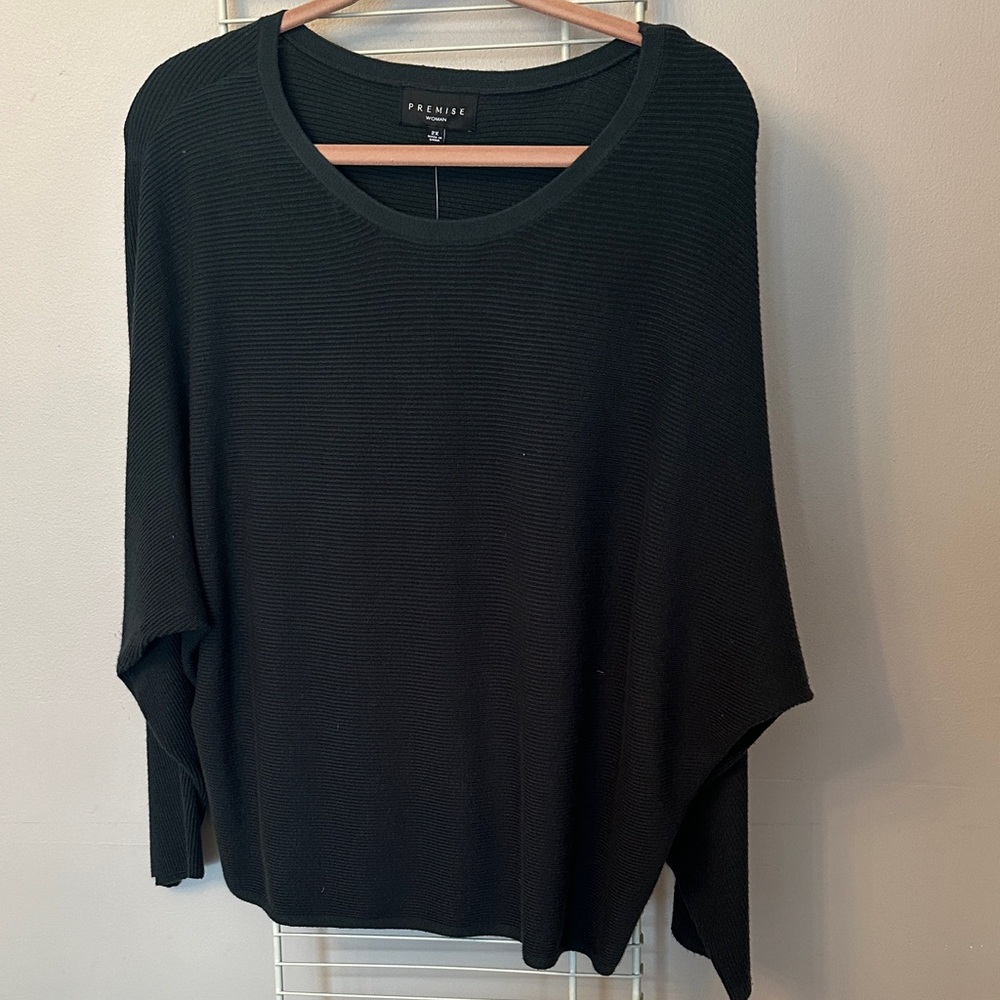 Premise Hunter Green Ribbed Knit Relaxed Sweater